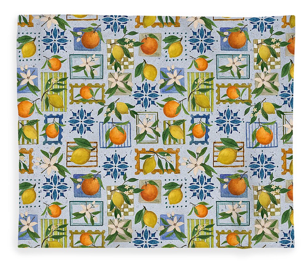 Mediterranean Stamps Pattern - Blanket