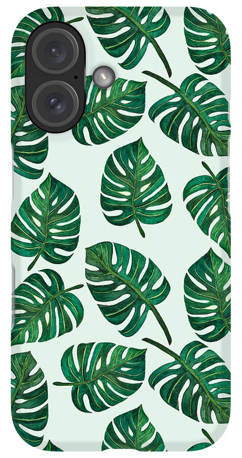 Monstera Watercolor Pattern - Phone Case