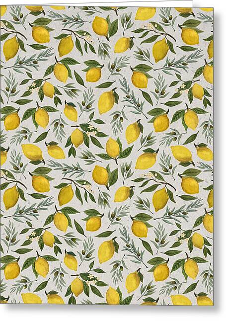 Olive and Lemon Pattern - Greeting Card