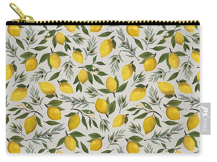 Olive and Lemon Pattern - Zip Pouch
