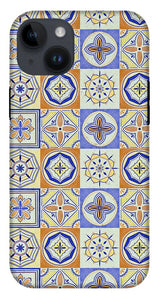 Orange and Blue Tile Pattern - Phone Case
