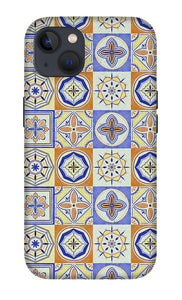 Orange and Blue Tile Pattern - Phone Case