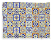 Load image into Gallery viewer, Orange and Blue Tile Pattern - Blanket