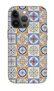 Orange and Blue Tile Pattern - Phone Case