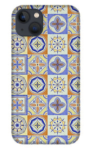 Orange and Blue Tile Pattern - Phone Case