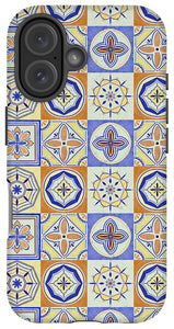 Orange and Blue Tile Pattern - Phone Case
