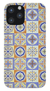 Orange and Blue Tile Pattern - Phone Case
