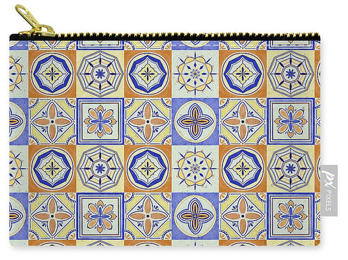 Orange and Blue Tile Pattern - Zip Pouch
