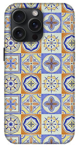 Orange and Blue Tile Pattern - Phone Case