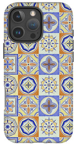 Orange and Blue Tile Pattern - Phone Case