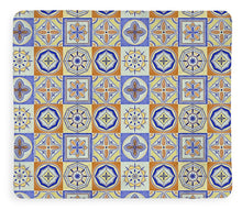 Load image into Gallery viewer, Orange and Blue Tile Pattern - Blanket