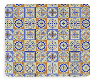 Orange and Blue Tile Pattern - Blanket