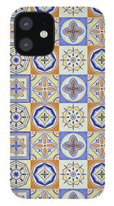 Orange and Blue Tile Pattern - Phone Case
