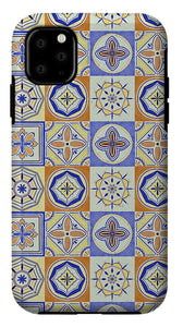 Orange and Blue Tile Pattern - Phone Case