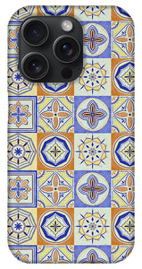 Orange and Blue Tile Pattern - Phone Case