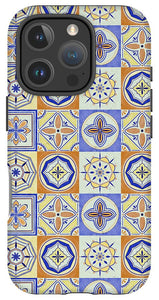 Orange and Blue Tile Pattern - Phone Case