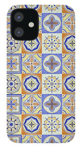 Orange and Blue Tile Pattern - Phone Case