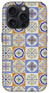 Orange and Blue Tile Pattern - Phone Case