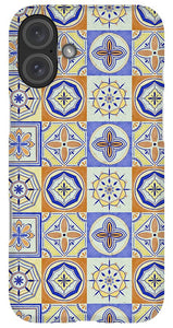 Orange and Blue Tile Pattern - Phone Case