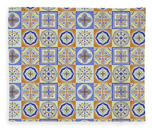 Load image into Gallery viewer, Orange and Blue Tile Pattern - Blanket