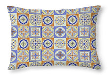 Load image into Gallery viewer, Orange and Blue Tile Pattern - Throw Pillow