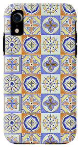 Orange and Blue Tile Pattern - Phone Case