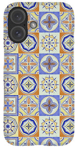 Orange and Blue Tile Pattern - Phone Case