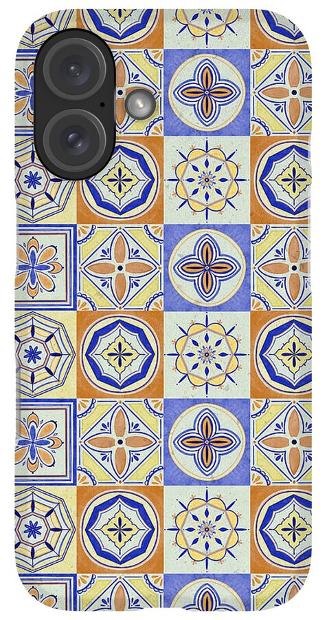 Orange and Blue Tile Pattern - Phone Case