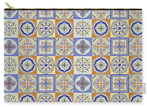 Orange and Blue Tile Pattern - Zip Pouch