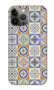 Orange and Blue Tile Pattern - Phone Case
