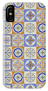 Orange and Blue Tile Pattern - Phone Case