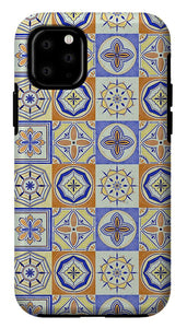 Orange and Blue Tile Pattern - Phone Case