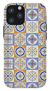 Orange and Blue Tile Pattern - Phone Case