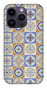 Orange and Blue Tile Pattern - Phone Case