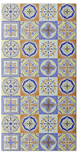 Orange and Blue Tile Pattern - Bath Towel