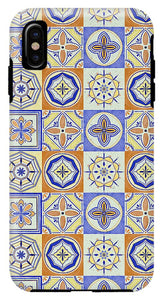 Orange and Blue Tile Pattern - Phone Case
