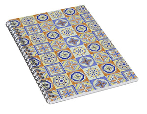 Orange and Blue Tile Pattern - Spiral Notebook