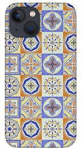 Orange and Blue Tile Pattern - Phone Case