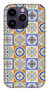 Orange and Blue Tile Pattern - Phone Case