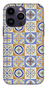 Orange and Blue Tile Pattern - Phone Case