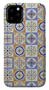 Orange and Blue Tile Pattern - Phone Case