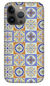 Orange and Blue Tile Pattern - Phone Case