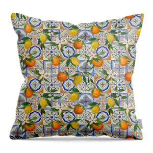 Orange and Lemon Tile Pattern - Throw Pillow