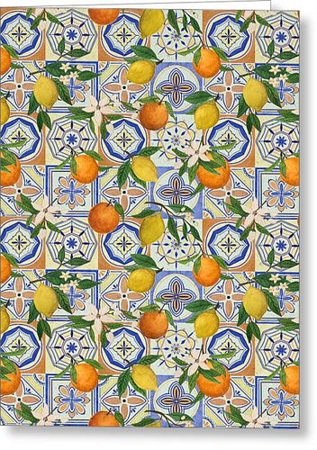 Orange and Lemon Tile Pattern - Greeting Card