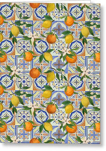 Orange and Lemon Tile Pattern - Greeting Card