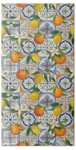 Orange and Lemon Tile Pattern - Beach Towel