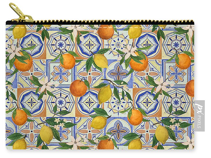 Orange and Lemon Tile Pattern - Zip Pouch