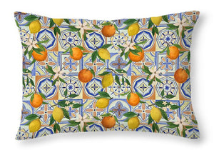 Orange and Lemon Tile Pattern - Throw Pillow