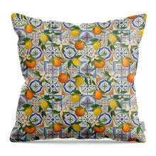 Load image into Gallery viewer, Orange and Lemon Tile Pattern - Throw Pillow