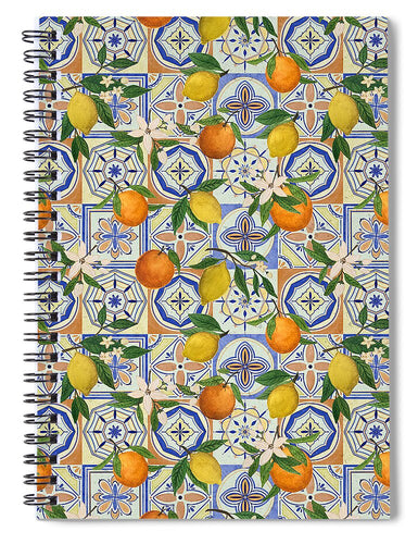Orange and Lemon Tile Pattern - Spiral Notebook